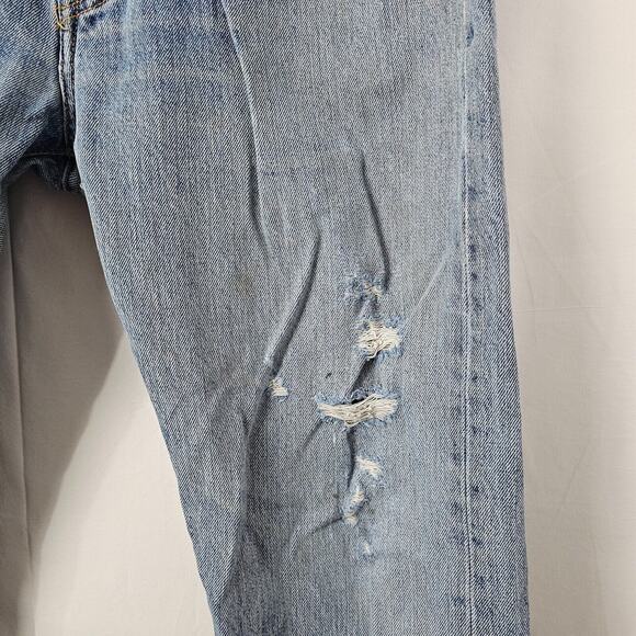 Levis 501 Jeans Mens Tag 33x33 Act 32x32 2000 Y2K Button Fly Straight Distressed - Picture 5 of 15